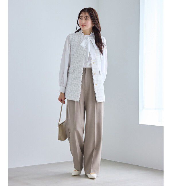 Rope&rsquo;Picnic「【WEB限定・丈長め】クリアツイルサイドベルトワイドパンツ/セレモニー・セットアップ対応」|チノ|