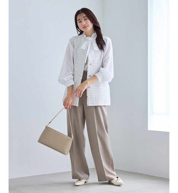 Rope&rsquo;Picnic「【WEB限定・丈長め】クリアツイルサイドベルトワイドパンツ/セレモニー・セットアップ対応」|チノ|