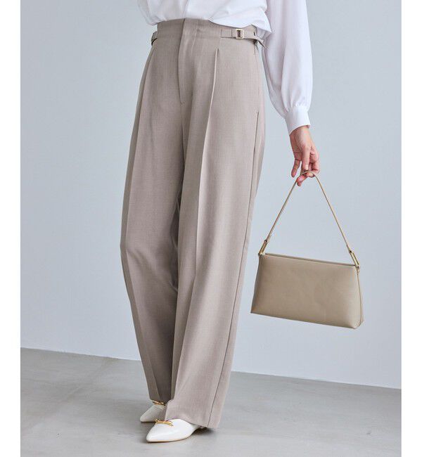 Rope&rsquo;Picnic「【WEB限定・丈長め】クリアツイルサイドベルトワイドパンツ/セレモニー・セットアップ対応」|チノ|