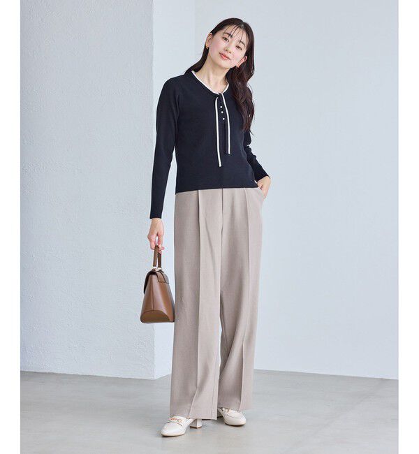 Rope&rsquo;Picnic「【WEB限定・丈長め】クリアツイルサイドベルトワイドパンツ/セレモニー・セットアップ対応」|チノ|