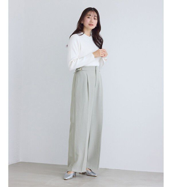 Rope&rsquo;Picnic「【WEB限定・丈長め】クリアツイルサイドベルトワイドパンツ/セレモニー・セットアップ対応」|チノ|