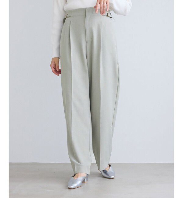 Rope&rsquo;Picnic「【WEB限定・丈長め】クリアツイルサイドベルトワイドパンツ/セレモニー・セットアップ対応」|チノ|