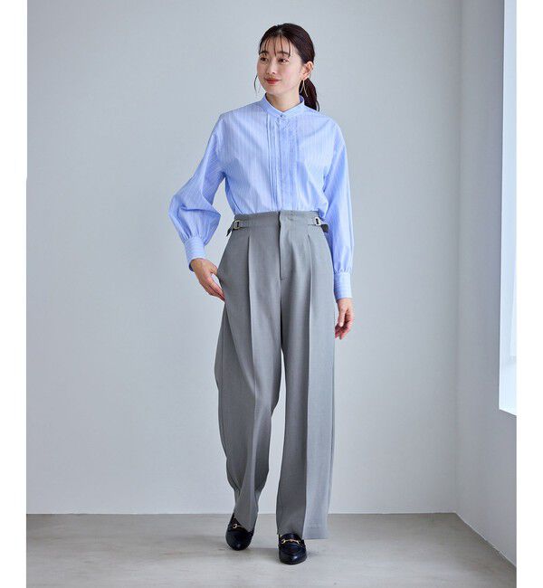 Rope&rsquo;Picnic「【WEB限定・丈長め】クリアツイルサイドベルトワイドパンツ/セレモニー・セットアップ対応」|チノ|