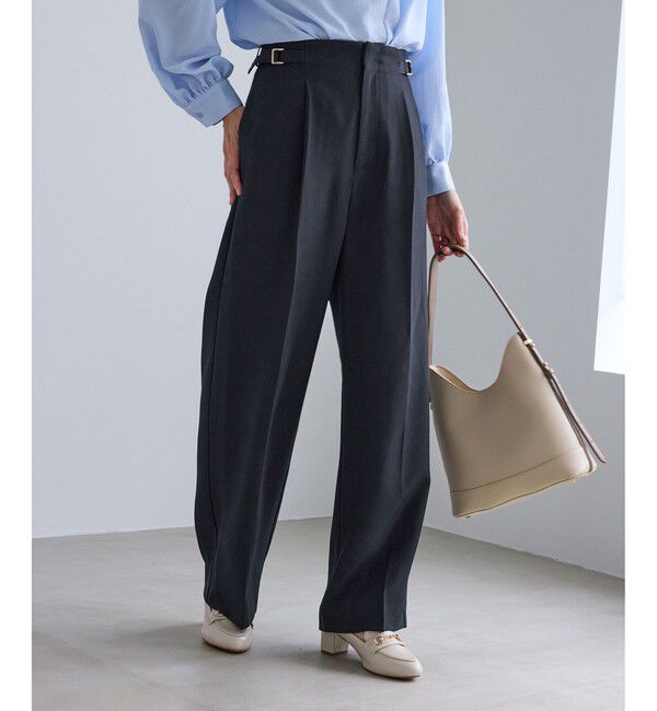 Rope&rsquo;Picnic「【WEB限定・丈長め】クリアツイルサイドベルトワイドパンツ/セレモニー・セットアップ対応」|チノ|