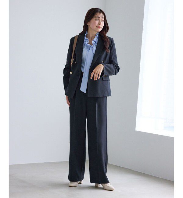 Rope&rsquo;Picnic「【WEB限定・丈長め】クリアツイルサイドベルトワイドパンツ/セレモニー・セットアップ対応」|チノ|