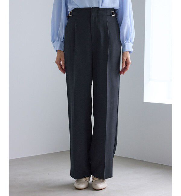 Rope&rsquo;Picnic「【WEB限定・丈長め】クリアツイルサイドベルトワイドパンツ/セレモニー・セットアップ対応」|チノ|