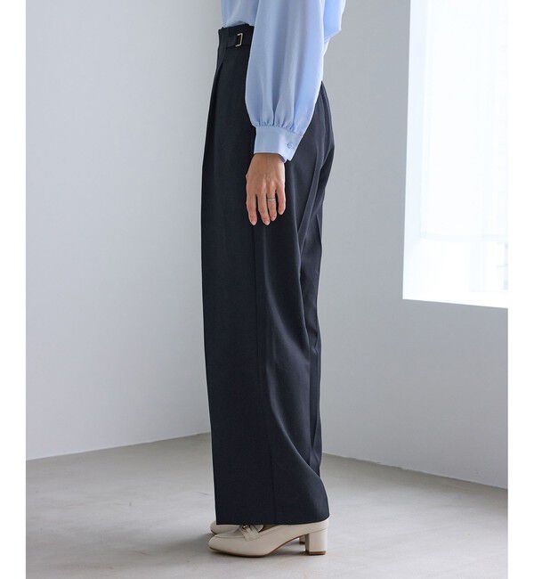 Rope&rsquo;Picnic「【WEB限定・丈長め】クリアツイルサイドベルトワイドパンツ/セレモニー・セットアップ対応」|チノ|