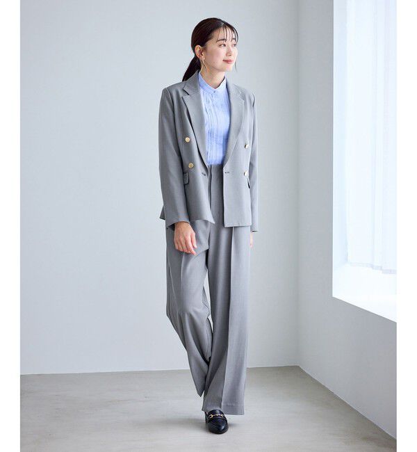 Rope&rsquo;Picnic「【WEB限定・丈長め】クリアツイルサイドベルトワイドパンツ/セレモニー・セットアップ対応」|チノ|