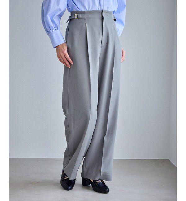 Rope&rsquo;Picnic「【WEB限定・丈長め】クリアツイルサイドベルトワイドパンツ/セレモニー・セットアップ対応」|チノ|