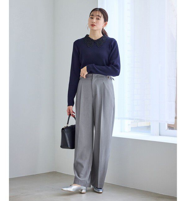 Rope&rsquo;Picnic「【WEB限定・丈長め】クリアツイルサイドベルトワイドパンツ/セレモニー・セットアップ対応」|チノ|