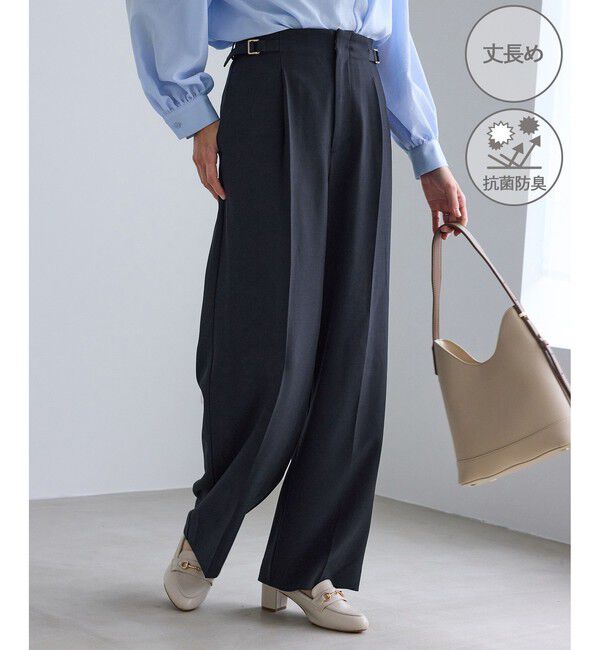 Rope&rsquo;Picnic「【WEB限定・丈長め】クリアツイルサイドベルトワイドパンツ/セレモニー・セットアップ対応」|チノ|ネイビー(40)