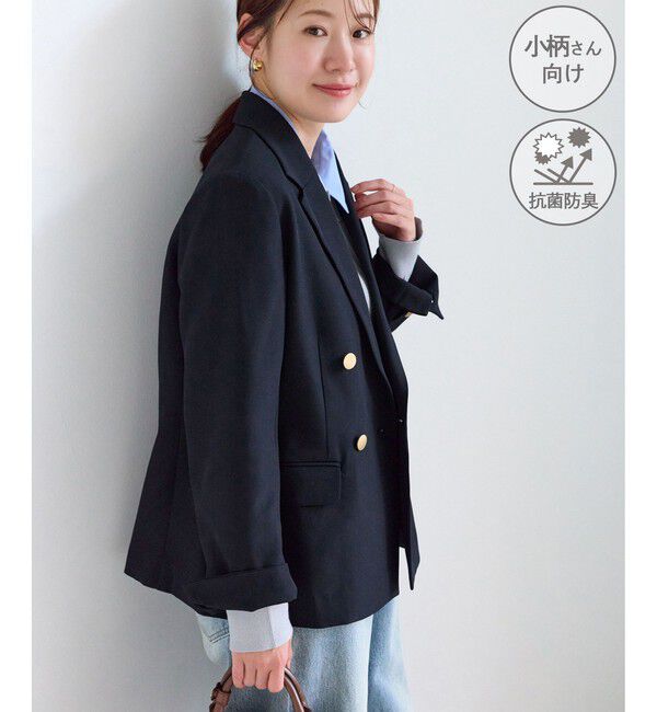 Rope&rsquo;Picnic「【低身長・小柄さんサイズ】クリアツイル金ボタンジャケット/セレモニー・セットアップ対応」|テーラードジャケット|ネイビー(40)