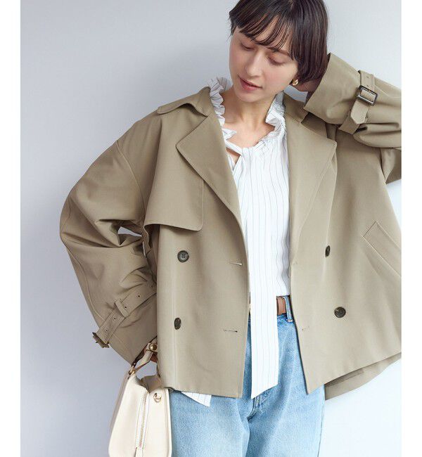 Rope&rsquo;Picnic「ショート丈トレンチコート/撥水・花粉ガード」|トレンチコート|カーキー(36)