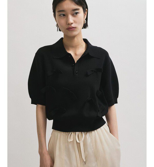 ADAM ET ROPE'「リボンポロニット」|ポロシャツ|