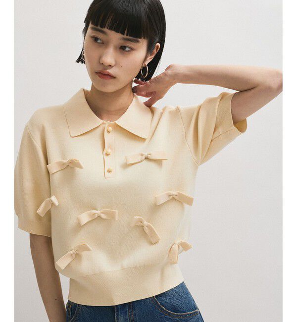 ADAM ET ROPE'「リボンポロニット」|ポロシャツ|
