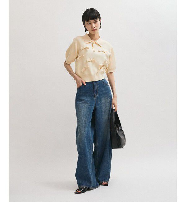 ADAM ET ROPE'「リボンポロニット」|ポロシャツ|