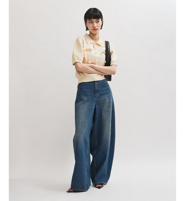 ADAM ET ROPE'「リボンポロニット」|ポロシャツ|