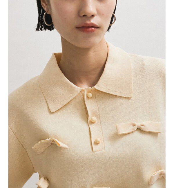 ADAM ET ROPE'「リボンポロニット」|ポロシャツ|