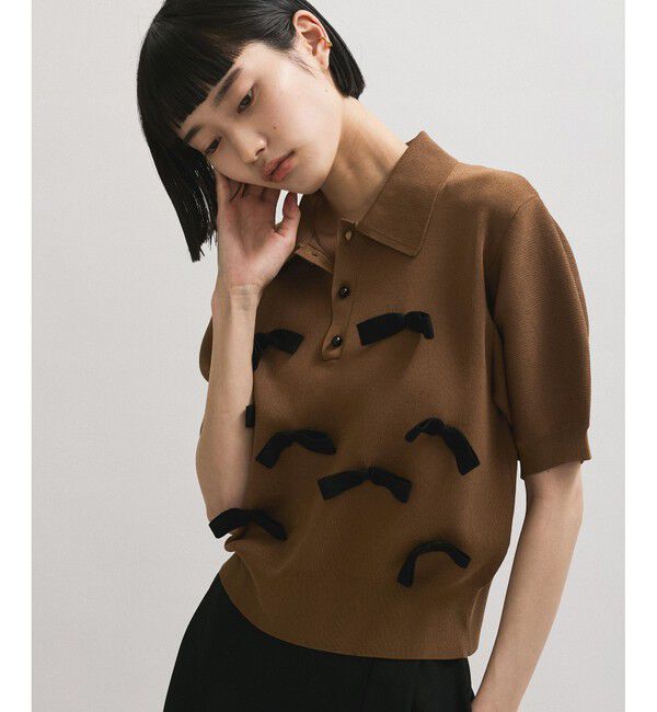 ADAM ET ROPE'「リボンポロニット」|ポロシャツ|