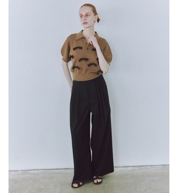 ADAM ET ROPE'「リボンポロニット」|ポロシャツ|