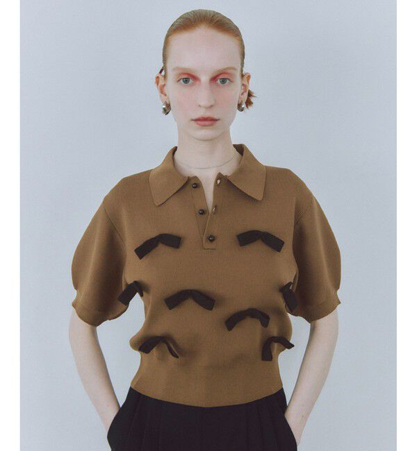 ADAM ET ROPE'「リボンポロニット」|ポロシャツ|