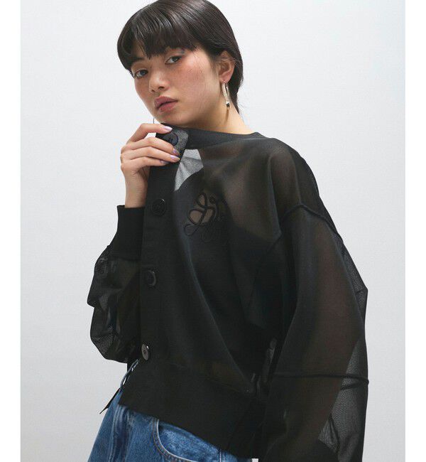 ADAM ET ROPE'「シアーロゴカーディガン」|カーディガン|