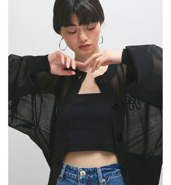 ADAM ET ROPE'「シアーロゴカーディガン」|カーディガン|