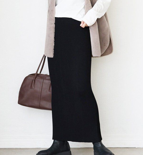  「予約【新色追加/マイナス3kg/レビュー高評価☆】リブタイトスカート」|スカート|ブラック