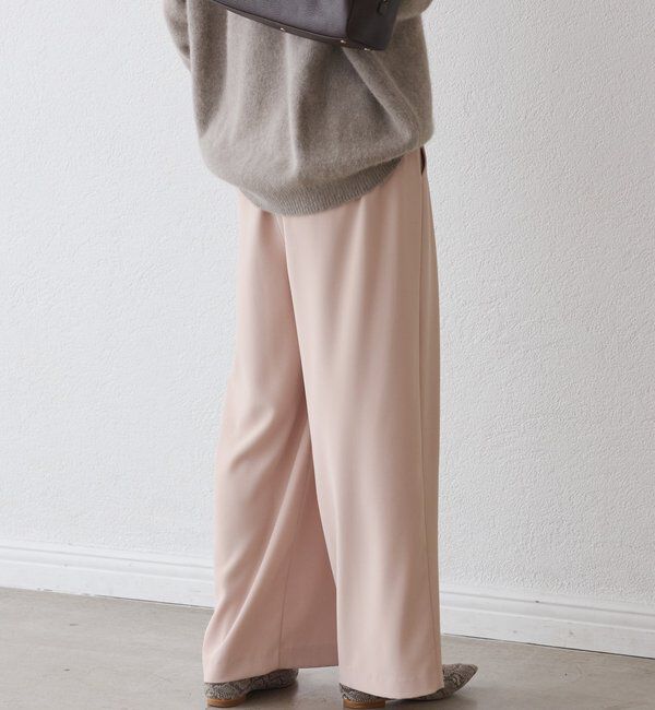  「【ウォッシャブル】【シーズンレスで使える】タックワイドスラックス」|チノ|