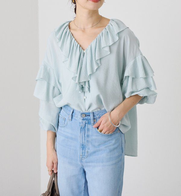  「予約【着映え】フリルディテールブラウス」|シャツ・ブラウス|