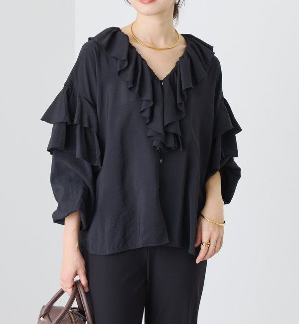  「予約【着映え】フリルディテールブラウス」|シャツ・ブラウス|