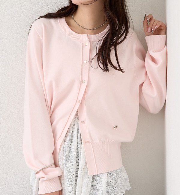  「チャーム付きデイリーカーディガン」|カーディガン|ピンク