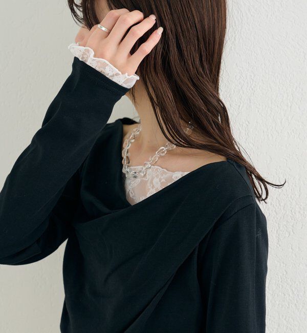  「レースドッキングオフショルロンT」|Tシャツ・カットソー|