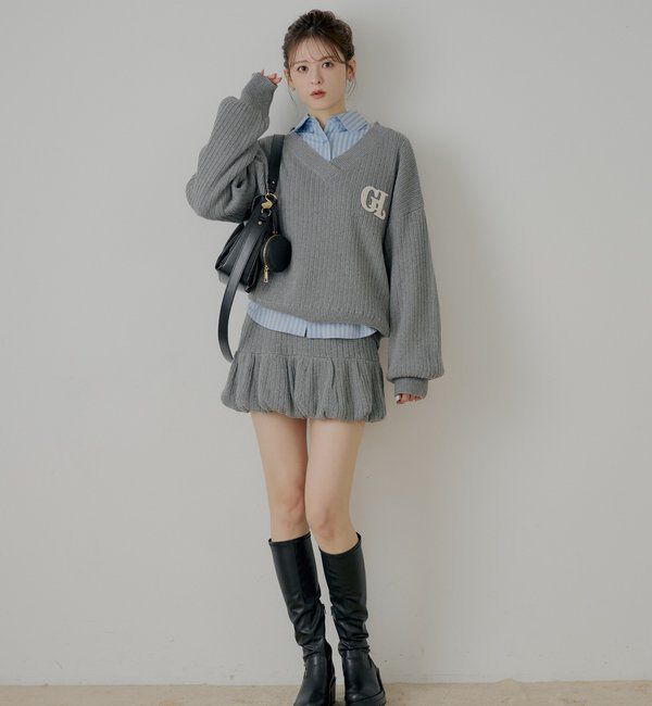  「【セットアップ対応】Vネックルーズニット」|ニット・セーター|