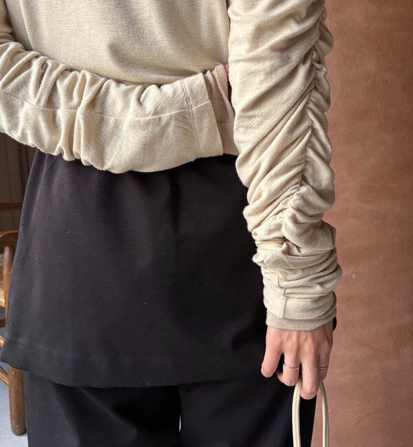  「インナーSET袖ギャザーヘンリーTシャツ」|Tシャツ・カットソー|