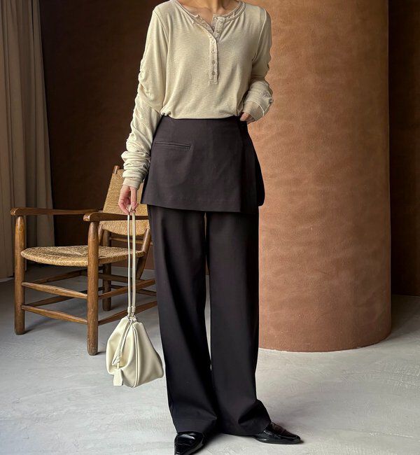  「インナーSET袖ギャザーヘンリーTシャツ」|Tシャツ・カットソー|