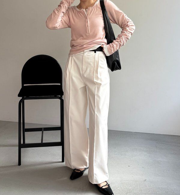  「インナーSET袖ギャザーヘンリーTシャツ」|Tシャツ・カットソー|