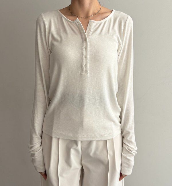  「インナーSET袖ギャザーヘンリーTシャツ」|Tシャツ・カットソー|