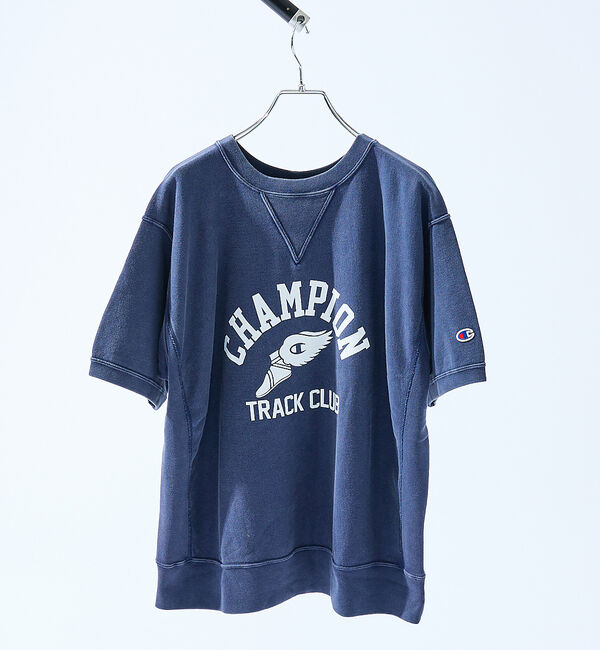 ABAHOUSE「【Champion】リバースウィーブ(R)ショートスリーブスウェットシャツ /」|Tシャツ・カットソー|ネイビー