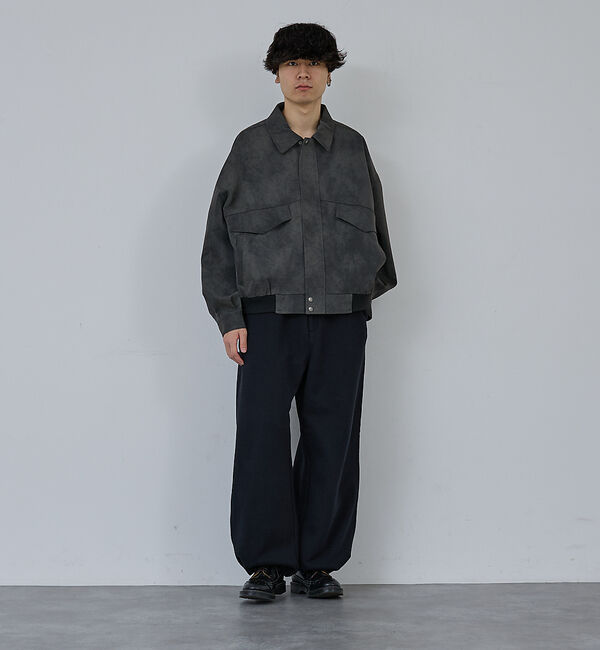 ABAHOUSE「【AH ABAHOUSE】クロップド ネオレザー A-2ジャケット」|ブルゾン・スタジャン|