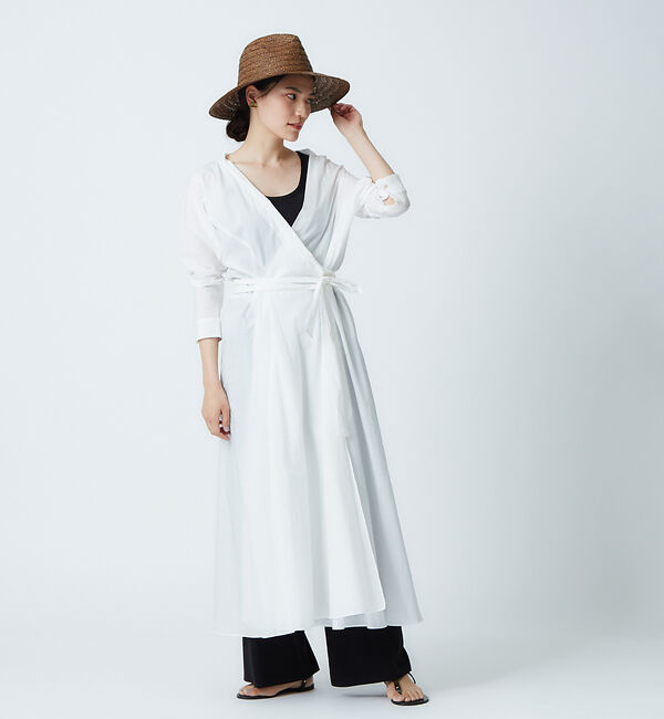 qualite「コットンカシュクールロングシャツドレス」|シャツ・ブラウス|