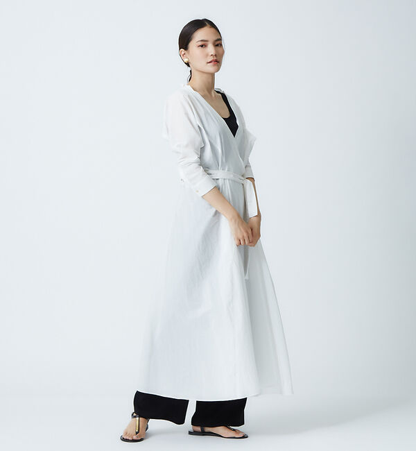 qualite「コットンカシュクールロングシャツドレス」|シャツ・ブラウス|