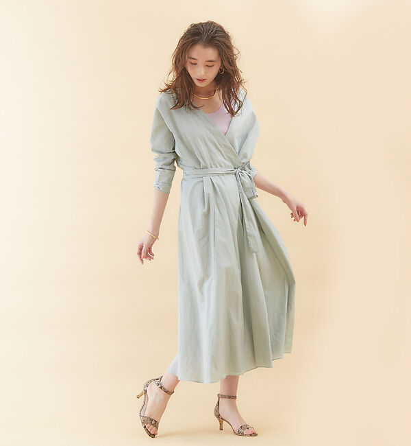 qualite「コットンカシュクールロングシャツドレス」|シャツ・ブラウス|