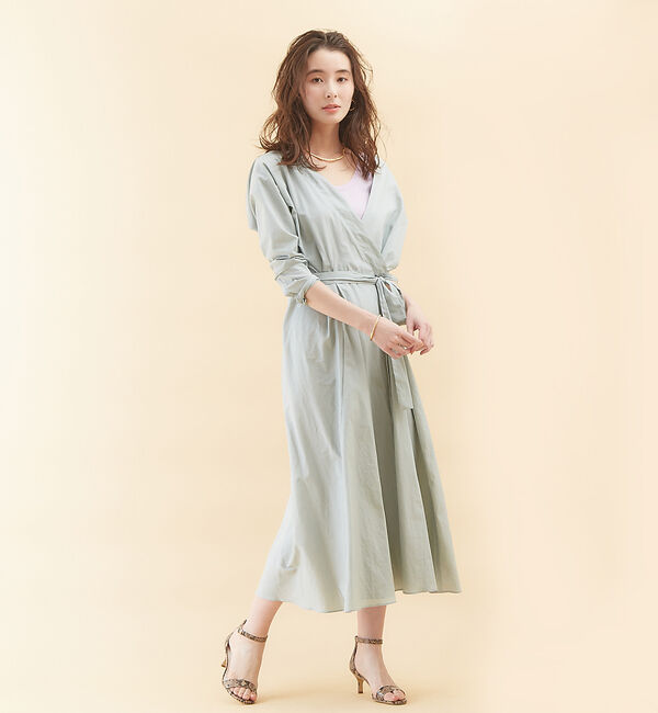 qualite「コットンカシュクールロングシャツドレス」|シャツ・ブラウス|