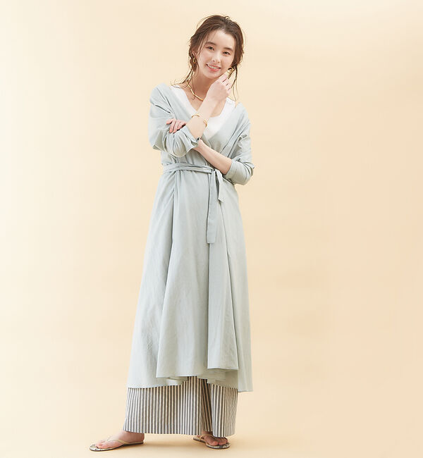 qualite「コットンカシュクールロングシャツドレス」|シャツ・ブラウス|