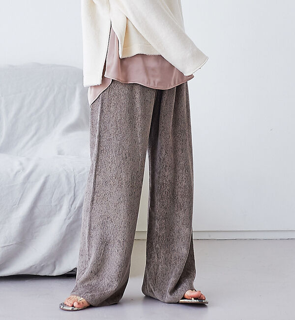 qualite「【新色ネイビー入荷】【WEB限定】レーヨンコールレギンスパンツ」|その他|グレージュ