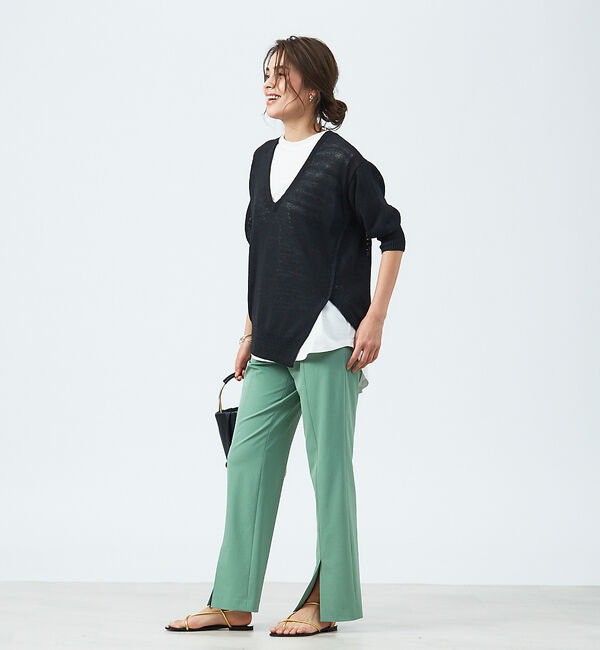 qualite「レイヤードVネックアシメニット」|ニット・セーター|