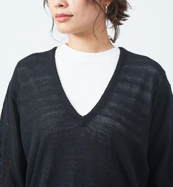qualite「レイヤードVネックアシメニット」|ニット・セーター|