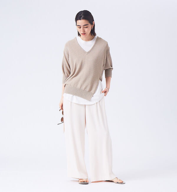 qualite「レイヤードVネックアシメニット」|ニット・セーター|