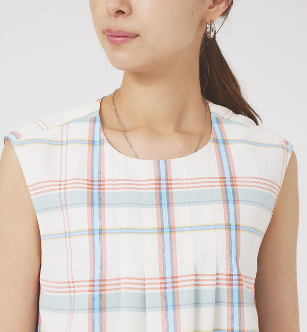 qualite「チェックノースリブラウス」|シャツ・ブラウス|